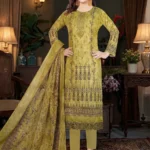 Olive Heritage Embroidered Three Piece Collection