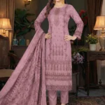 Light Pink Mauve Embroidered Three Piece Collection
