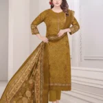 Mustard Yellow Full-Body Embroidered 3-Piece