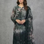 Sophisticated Forest Green Floral Laser Boutique Special Cotton 3-Piece Suite