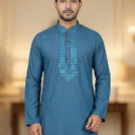 Men's Premium Stitched Teal Blue Cotton Panjabi