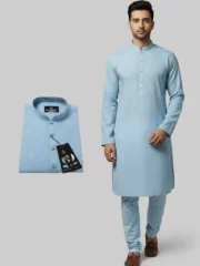 Eid Special/Men's Premium Sky Blue China Cotton Panjabi