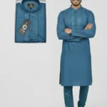 Eid Special/Men's Premium Stitched Teal Blue Cotton Panjabi
