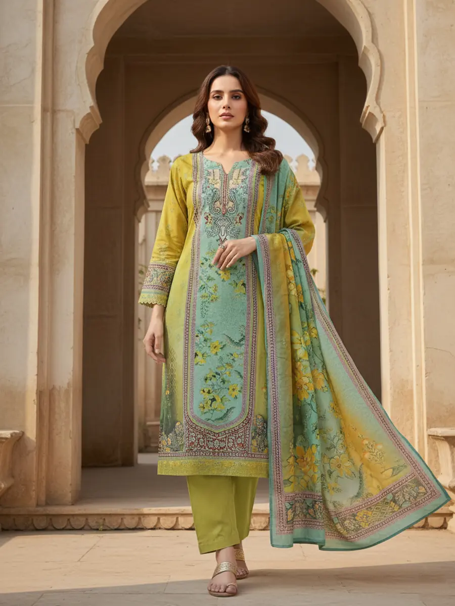 Zamzam 3 Floral Meadow A-Grade Lawn Digital Print 3-Piece - Image 1