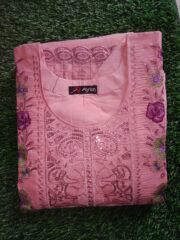 Eid Special/Blush Radiance: Scalloped Rose Floral Embroidered Ensemble - Image 2