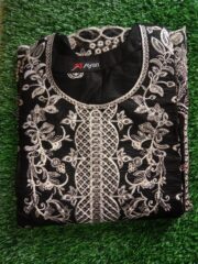 Eid Special/Midnight Noir: Scalloped Onyx Floral Embroidered Ensemble - Image 2