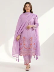 Eid Special/Lilac Whisper–Scalloped Embroidery Cotton 3-Piece
