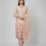 Eid Special/Ornate Peach-Pink Embroidered 3-Piece