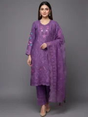 Eid Special/Royal Amethyst Embroidered Cotton 3-Piece