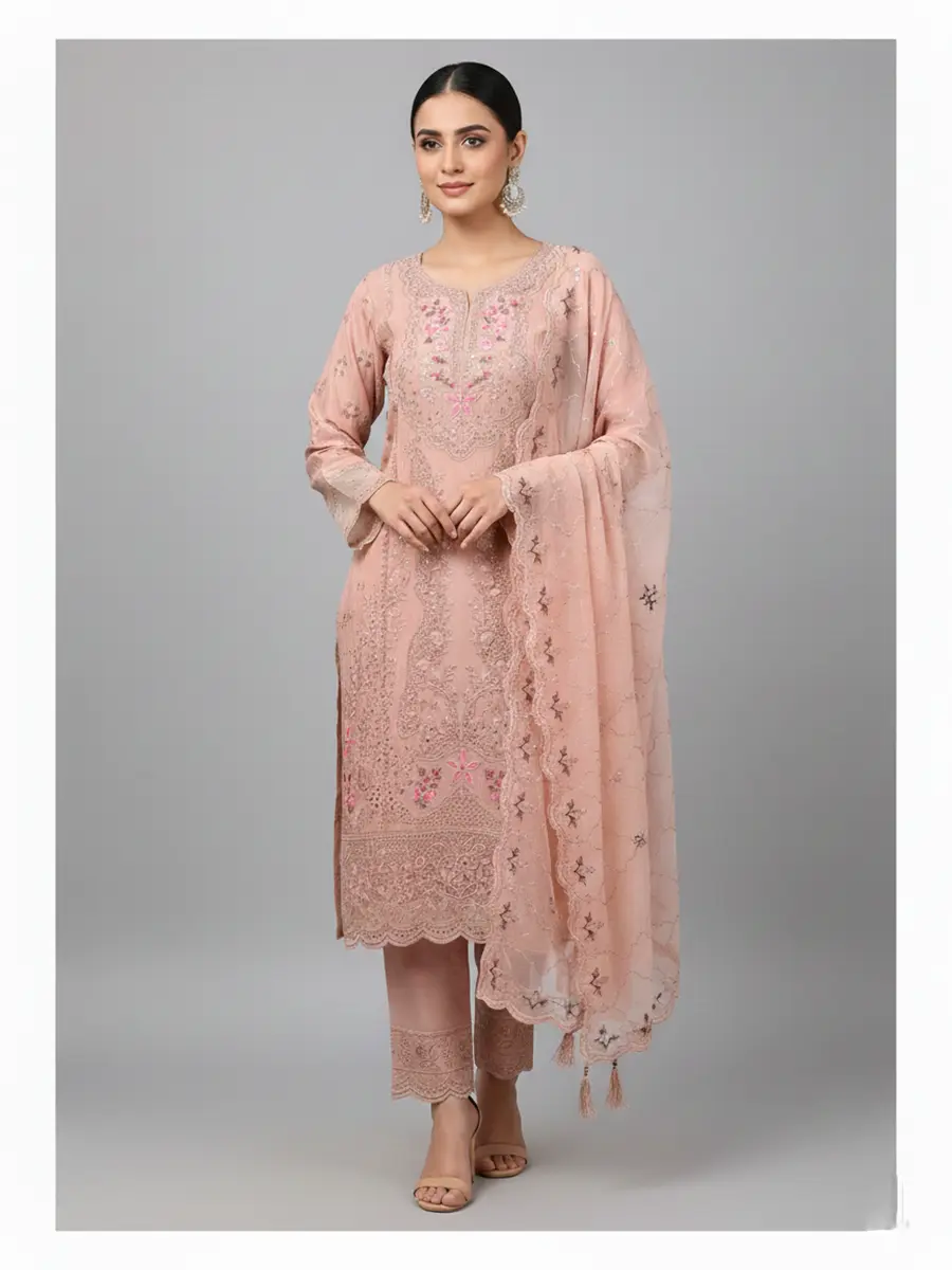 16_5_Eid 3 Eid Special/Rose Blush–Exclusive Cut-Work Embroidered Premium Cotton Ensemble - Image 1