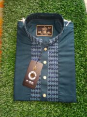 Eid Special/Men's Premium Stitched Teal Blue Cotton Panjabi - Image 2