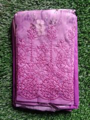 Eid Special/Deep Magenta Cutwork Embroidered Cotton 3-Piece Suite - Image 2