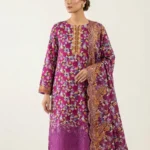Eid Special/Ethereal Magenta Floral Embroidered 3-Piece Suit