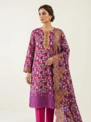 Eid Special/Ethereal Magenta Floral Embroidered 3-Piece Suit