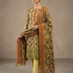 Eid Special/Meadow Moss Floral Embroidered 3-Piece Suit