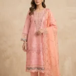 Eid Special/Blush Elegance: Intricately Embroidered Pastel Pink Festive Ensemble